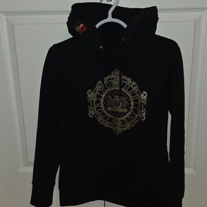 Women's Black Holland Cooper Hoodie Sweatshirt with Gold Crest Graphic